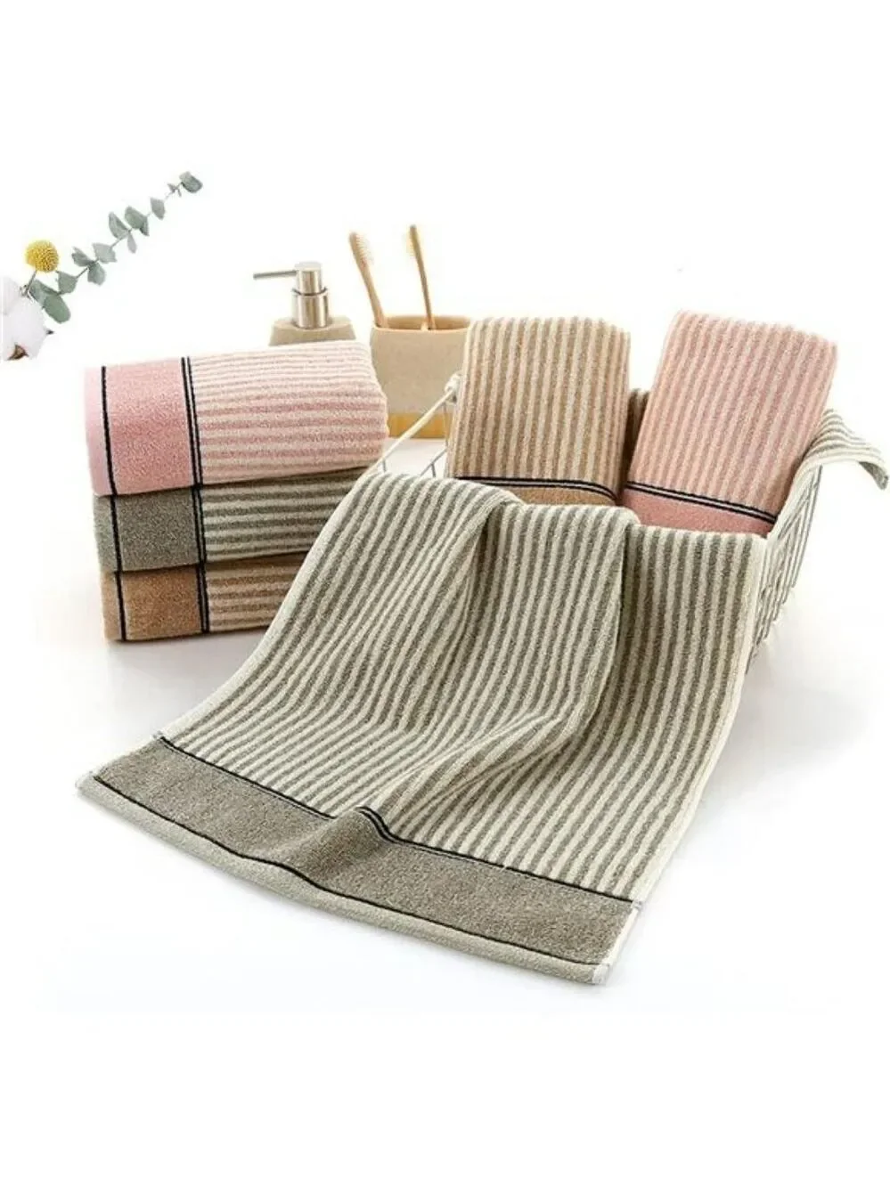 Pink Cotton Hand Towels Set 2 Pack Soft Absorbent Quick Dry Bathroom Kitchen Spa